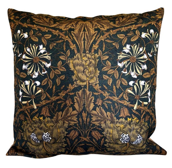 William Morris Honeysuckle & Tulip Noir Archive Cushion Cover
