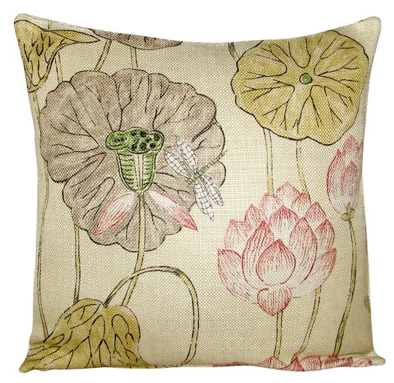 Zoffany Lotus Flower Red & Gold Cushion Cover