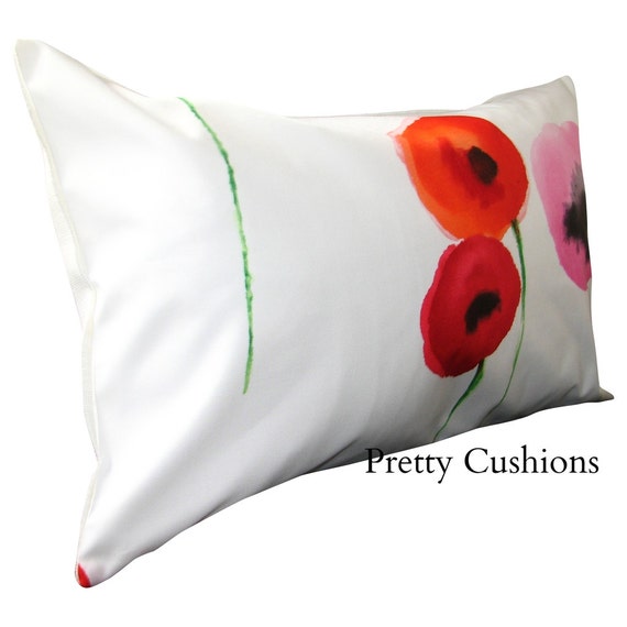 Sanderson Poppies Red & Emerald Bolster Cushion Cover