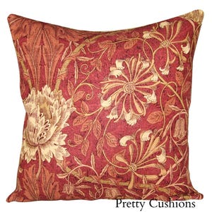 Funda de cojín William Morris Honeysuckle & Tulip Russett Archive