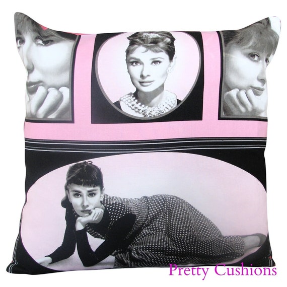 Audrey Hepburn Movie Icon Pink Cushion Cover