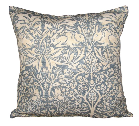 William Morris Brer Rabbit Blue Linen Cushion Cover