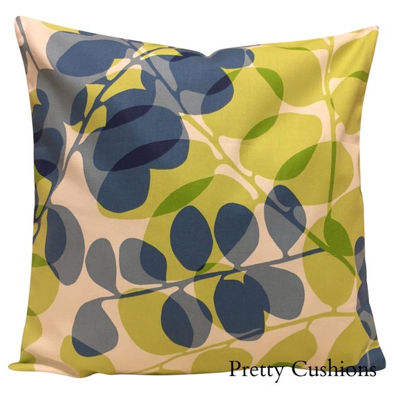 Scion Lunaria Denim & Lime Green Cushion Cover