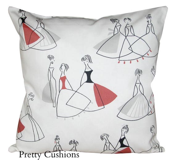 Sanderson Fifi Coral & Grey Cushion Cover