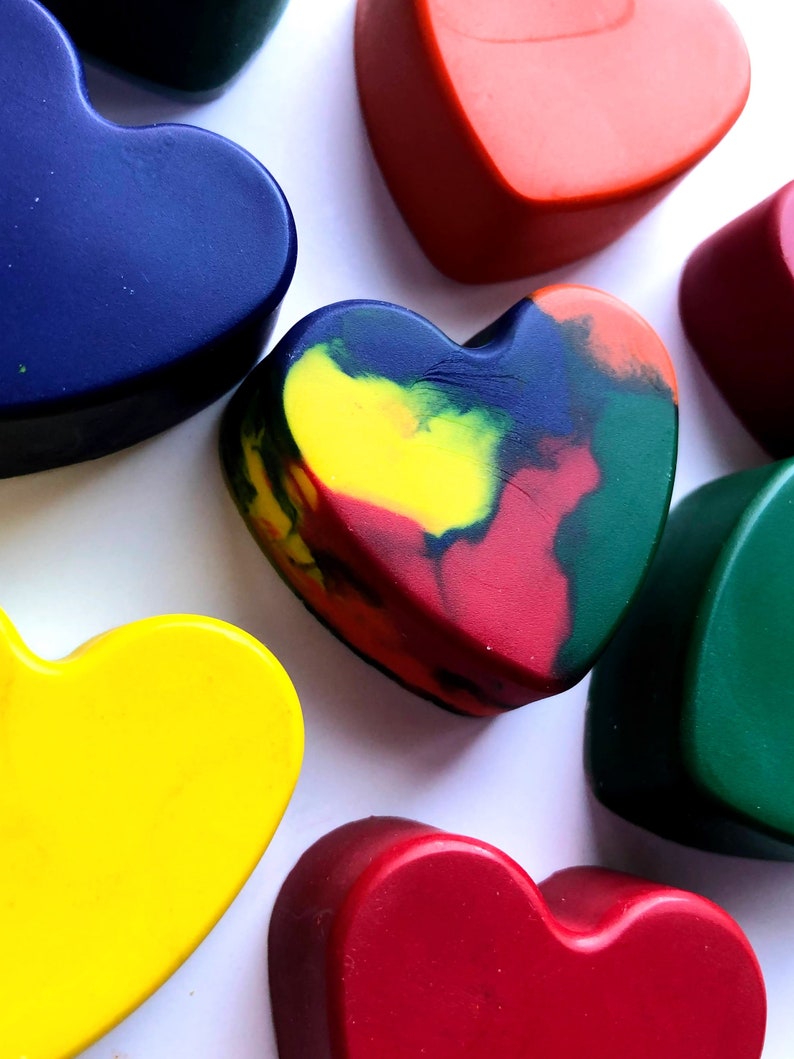 Heart Shaped Crayons, Valentine Crayons, Valentine Classroom Favors, Color Your Heart Out, Preschool Valentine, Gifts for Kids Rainbow Marbled