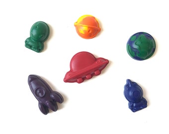 Outer Space Shaped Crayons, Space Birthday Party,  Birthday Party Favor, Easter Crayons, Gifts for Kids, Space Valentine