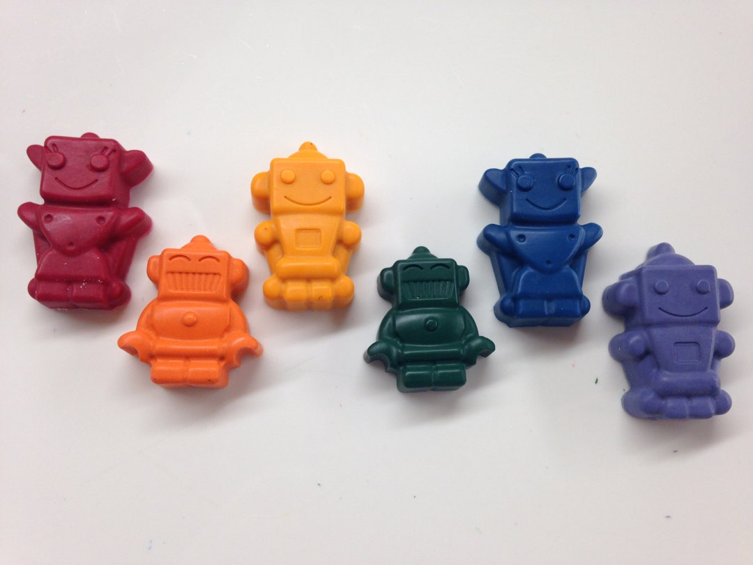 Robot Shaped Crayons Robot Valentine Favor Easter Crayons Etsy