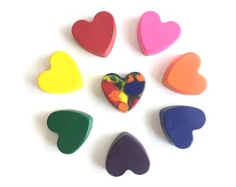 Boxed Set of 5 Heart Shaped Crayons, Wedding Favor, Ring Bearer Gift, Valentine Crayons,  Easter Crayons, Pride Gift, Gifts for Kids