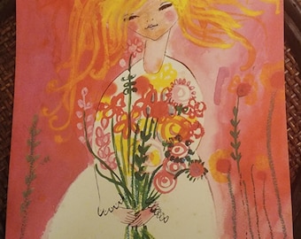 Vintage Marie Claude para la Galería Gordon Fraser FELIZ CUMPLEAÑOS LargeCard NUEVO