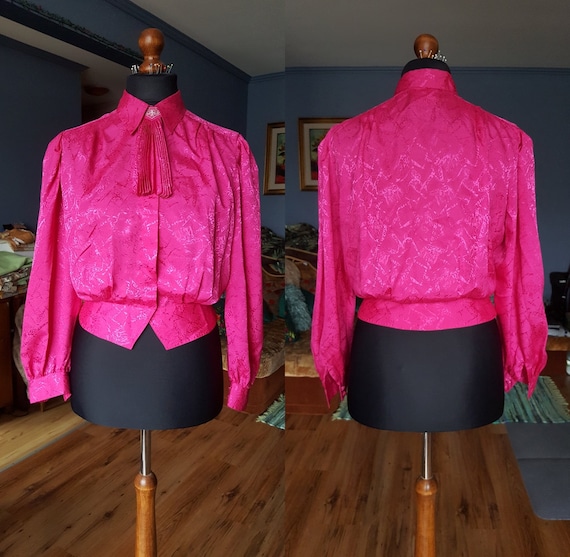 Vintage pink blouse / Long sleeve blouse / Secreta