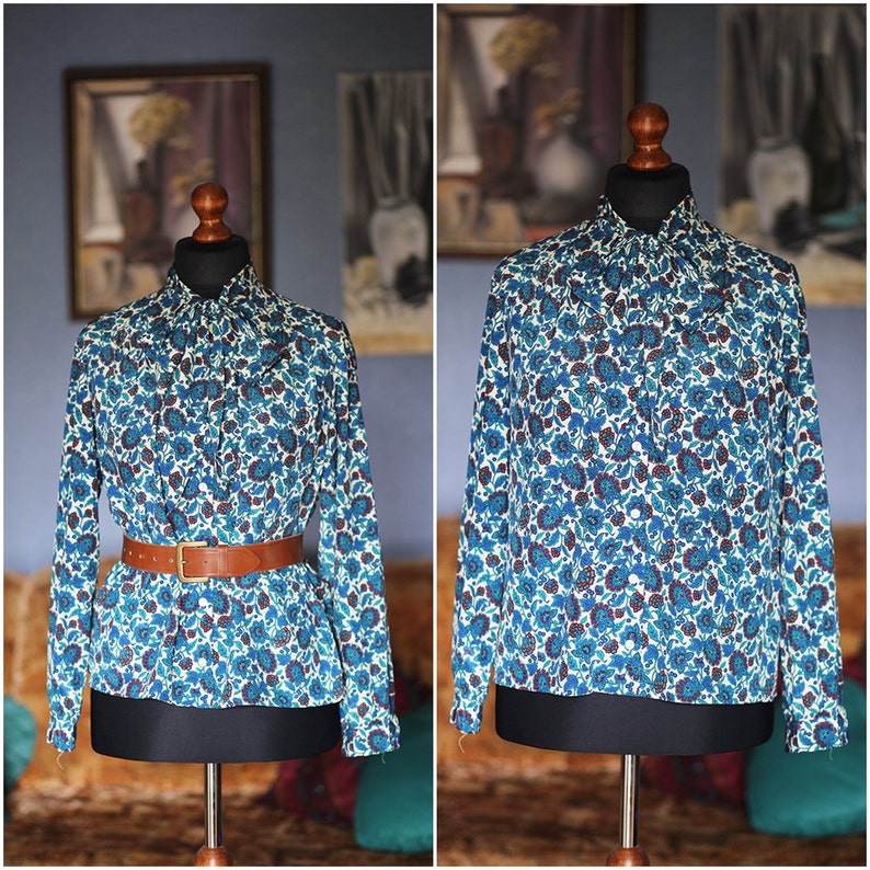 L Vintage flowery blouse M