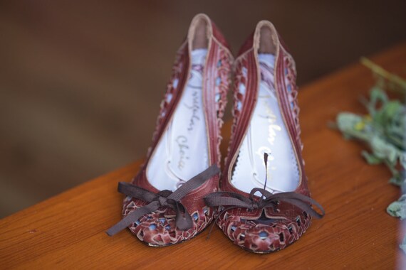 Vintage brown plaited leather shoes / Dark brown l