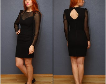 Abito nero vintage di HAMELLS PETITES / Abito da sera nero vintage degli anni '80 / Taglia S - XS