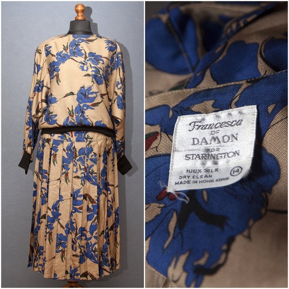 Vintage silk suit- costume / Two-piece set of silk