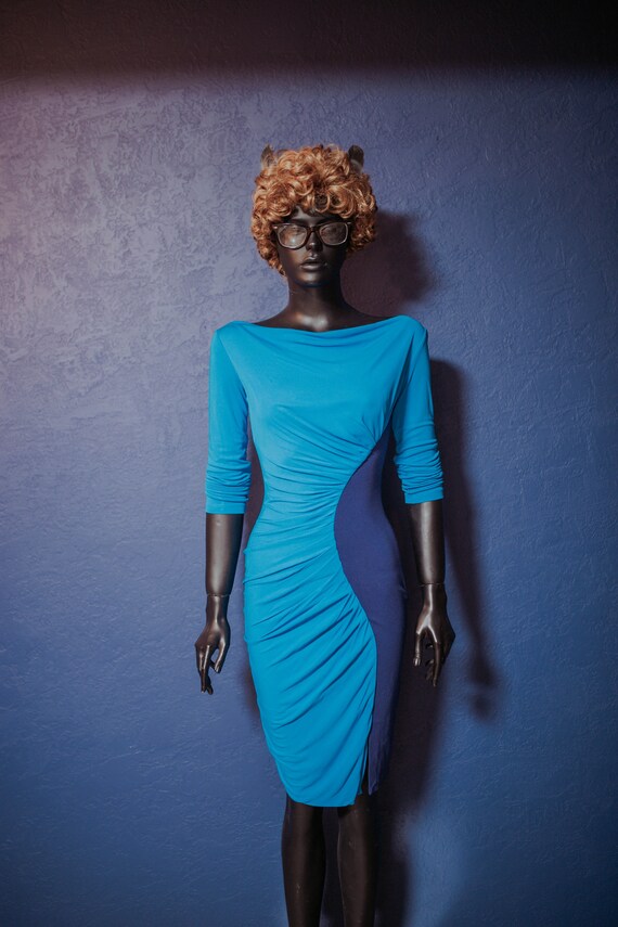 Buy Vintage Versace Collection Dress / Blue Sapphire Bodycon Dress / Draped  Dress / Fitting Dress / Size XXS-XS / 90s Online in India - Etsy