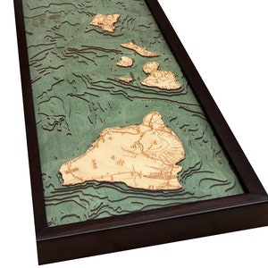 Carte/carte des profondeurs topographiques en bois des îles Hawaï