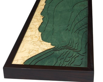 Malibu, California Wood Carved Topographical Depth Chart / Map