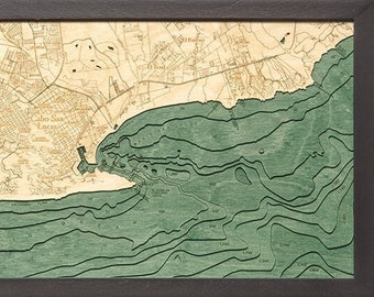 Cabo San Lucas Wood Carved Topographic Depth Chart / Map