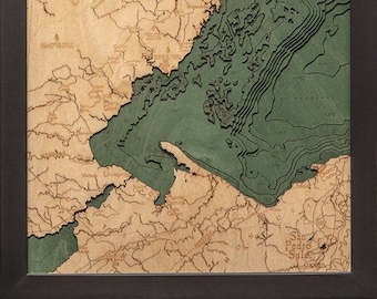 Belize Wood Carved Topographic Depth Chart / Map