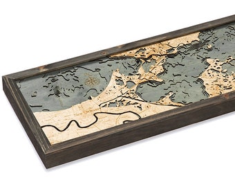 New Orleans Wood Carved Topographic Depth Chart / Map