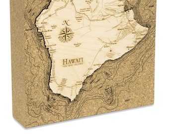 The Big Island, Hawaii Topographic Cork Decoration