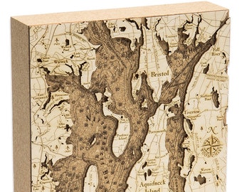 Narragansett Bay, RI Topographic Cork Decoration