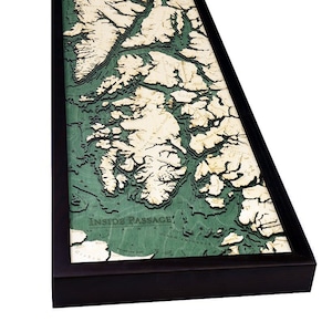 Inside Passage Wood Carved Topographic Depth Chart / Map