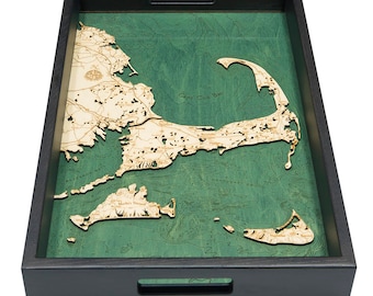 Cape Cod Wooden Topographical Serving Tray