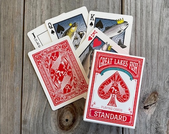 Great Lakes Fish Playing Cards – Standard Poker Deck Featuring Freshwater Fish, Game Night, Collectible