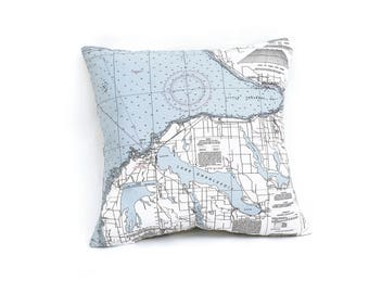 Little Traverse Bay, MI Indoor/Outdoor Nautical Pillow  | Home Decor | Unique Decoration