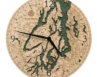 Puget Sound Wood Carved Clock