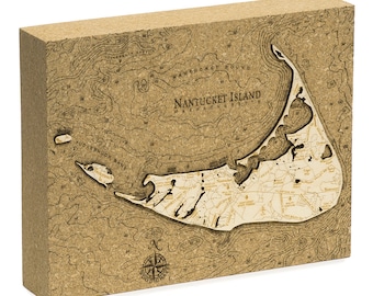 Nantucket, MA Topographic Cork Decoration