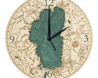 Lake Tahoe Wood Carved Clock