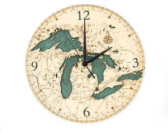 Great Lakes Wood Carved Clock