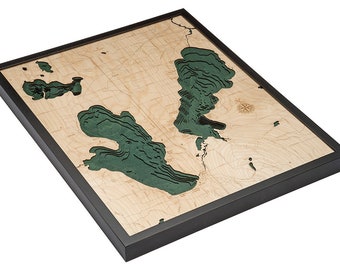 Burt & Mullet Wood Carved Topographic Depth Chart / Map