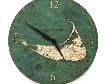 Nantucket Wood Carved Clock