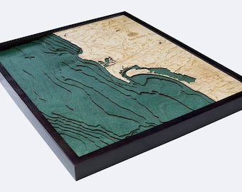 San Diego Wood Carved Topographic Depth Chart / Map