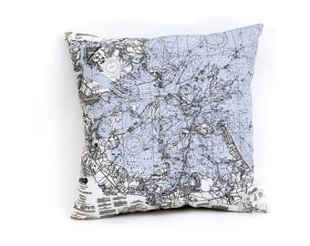 Boston Harbor Indoor/Outdoor Nautical Pillow  | Home Decor | Unique Decoration