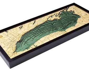 Lake Ontario Wood Carved Topographic Depth  Chart / Map