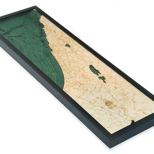 Carte/carte de profondeur topographique sculptée en bois d'Israël