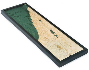 Israel Wood Carved Topographic Depth Chart / Map