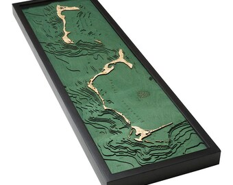 Eleuthera, Bahamas Wood Carved Topographic Depth Chart / Map