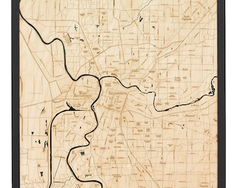 Sacramento Wood Carved Topographic Depth Chart / Map