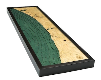 Muskegon to South Haven Wood Carved Topographic Depth Chart / Map