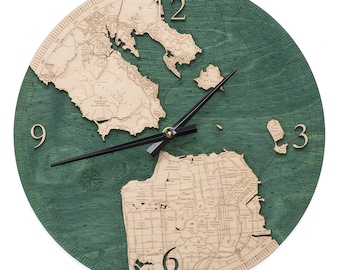 Golden Gate San Francisco Wood Carved Clock