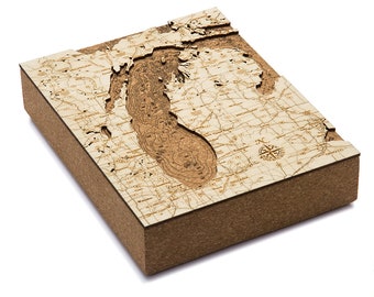 Lake Michigan Topographic Cork Decoration