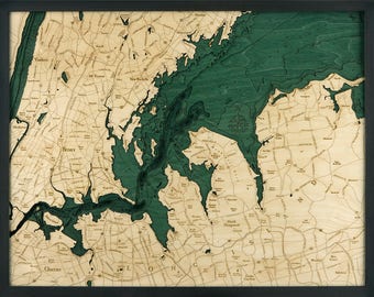 West Long Island, NY Topographic Wood Carved Map