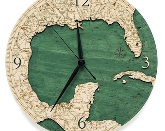 Gulf of Mexico Wood Carved Clock