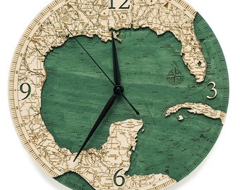 Gulf of Mexico Wood Carved Clock