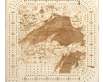 Lake Superior Topographic Cribbage Board